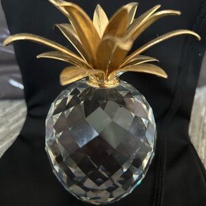 Large 4.5” Swarovski pineapple, flash and fire of crystal, smooth gold top